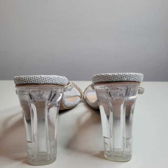 Sexy Rhinestone Transparent Heel Open Toe Square Heels Size Women's 9 NEW w/ Tag - Picture 5 of 9